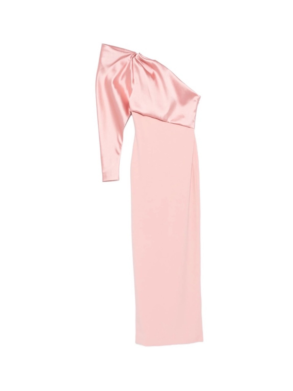 Solace London One-Shoulder Satin Gown in Pale Pink